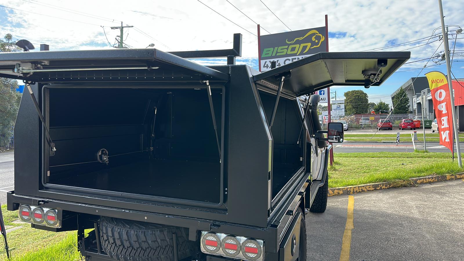 BISON 4X4 ALLOY Canopy 1200mm Jack-off Powder-Coated BLACK