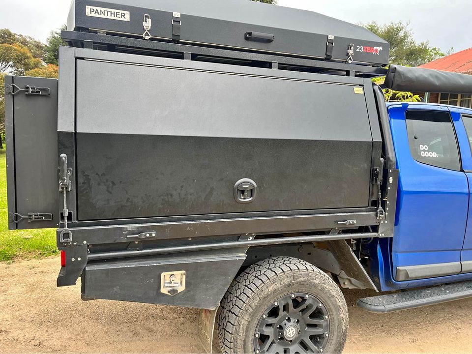 BISON 4X4 ALLOY CANOPY 1800MM JACK-OFF POWER-COATED BLACK | 2 DOORS