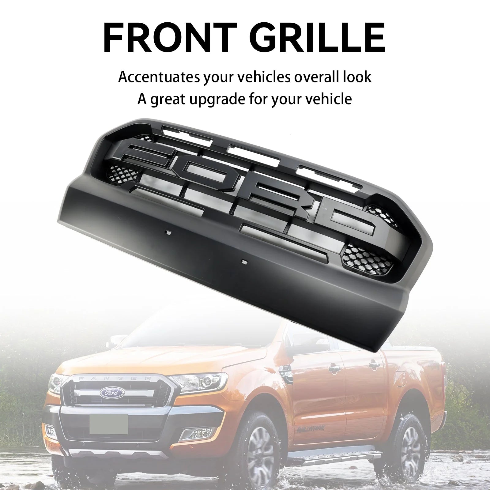 Grill to Suit 2015-2019 Ford Ranger T7 Ranger Raptor Style Matt Black Ranger Raptor Style