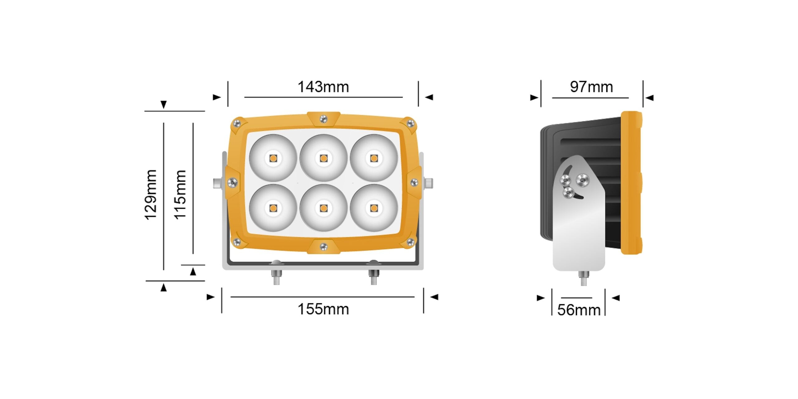THIESS SHOCK 6 MINING SPEC LED FLOOD LIGHT | YELLOW