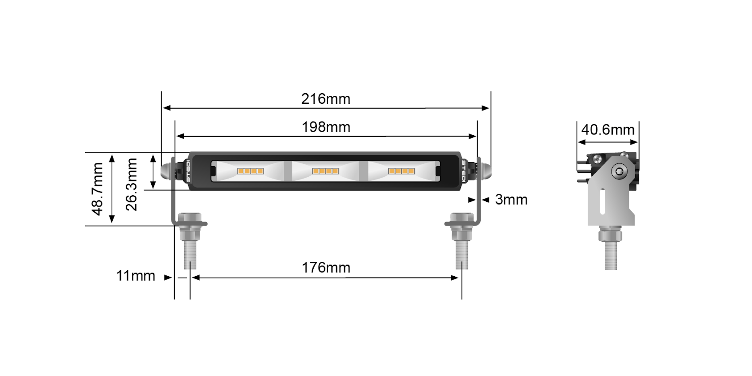 MICRO V2 7.8 INCH 12 LED FLOOD LIGHT (AMBER)
