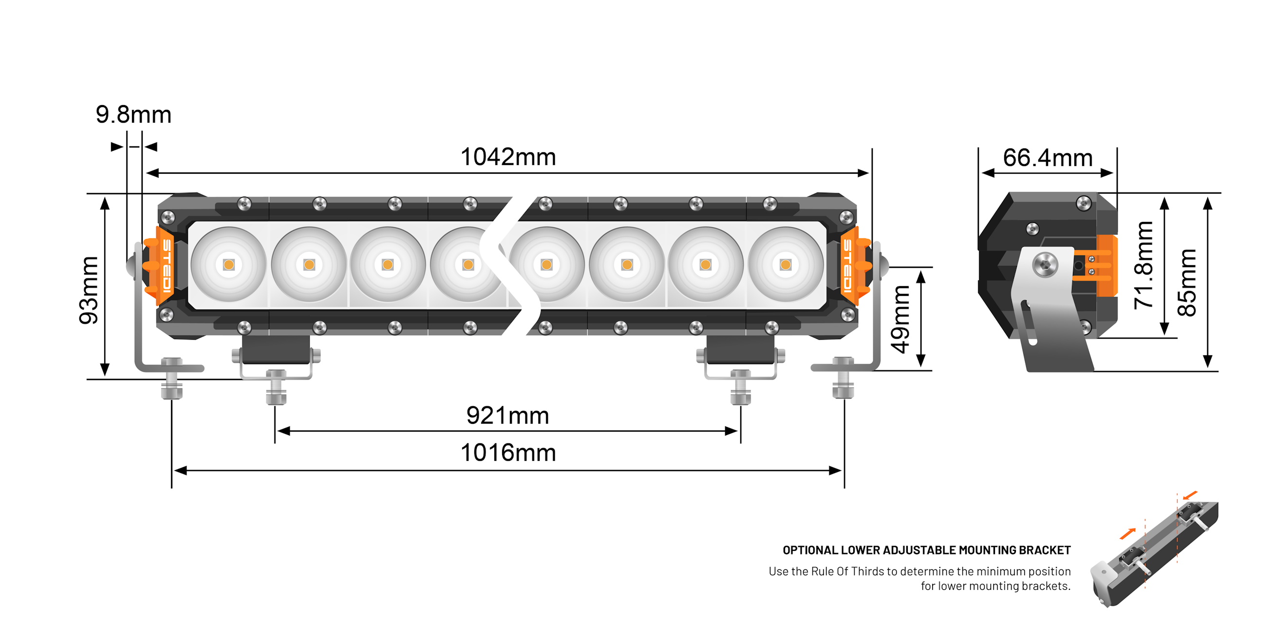 8 INCH ST4K 12 LED DOUBLE ROW BAR