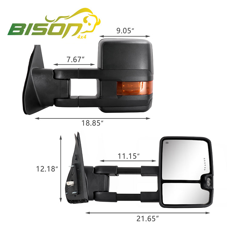 Towing Mirror For Toyota Tundra Power Heated Black 2017-2021