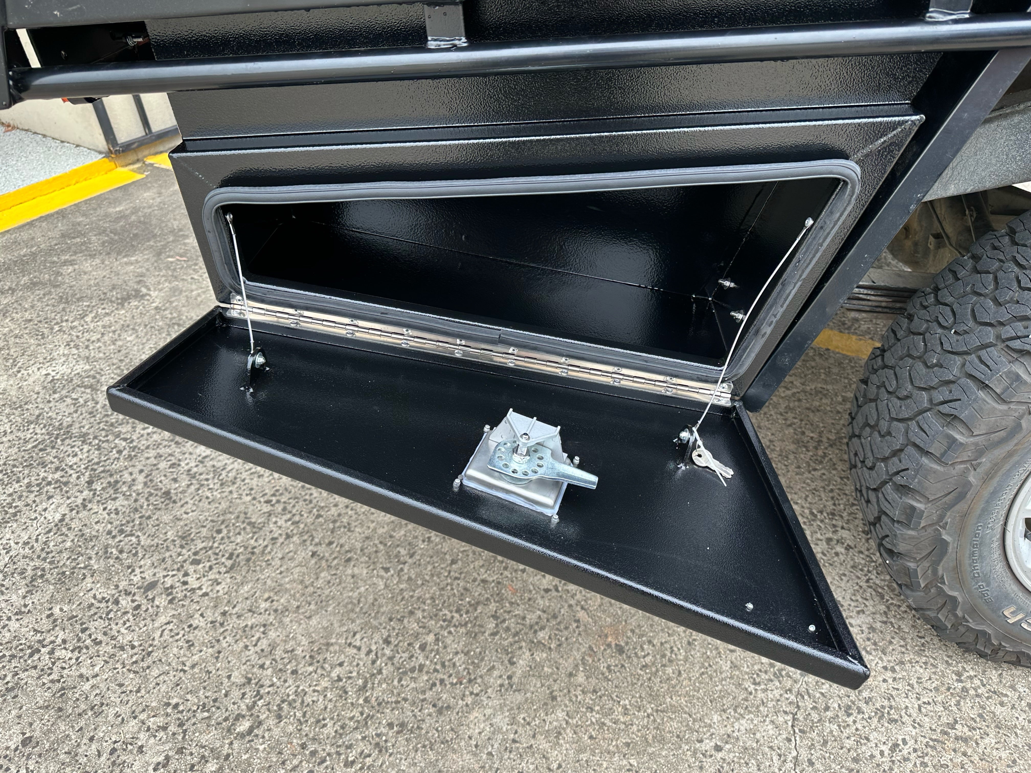 PAIR OF BISON 4X4 UNDER TRAY TOOL BOX BLACK | 900mm x 260mm x 430mm