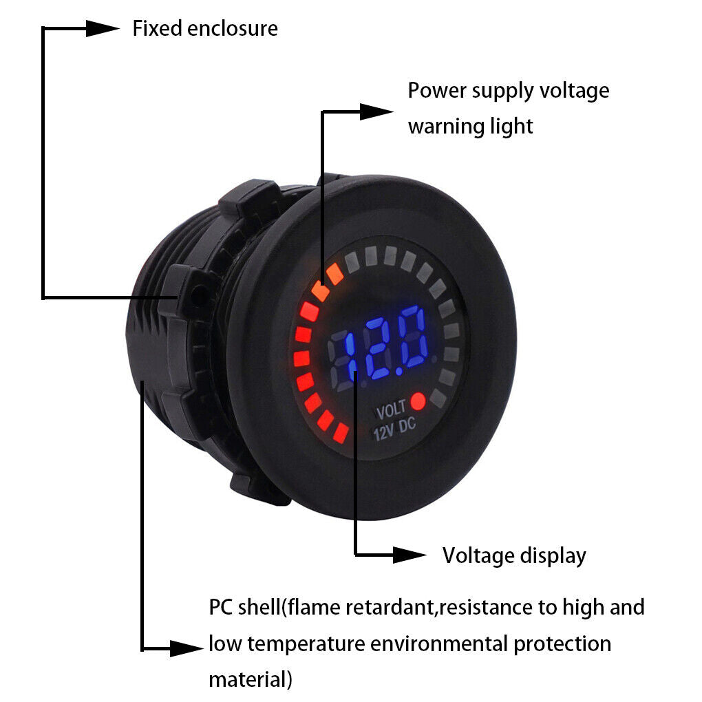 Battery Volt Meter Monitor LED Digital DC 12V Car Boat Voltage Marine Gauge NEW