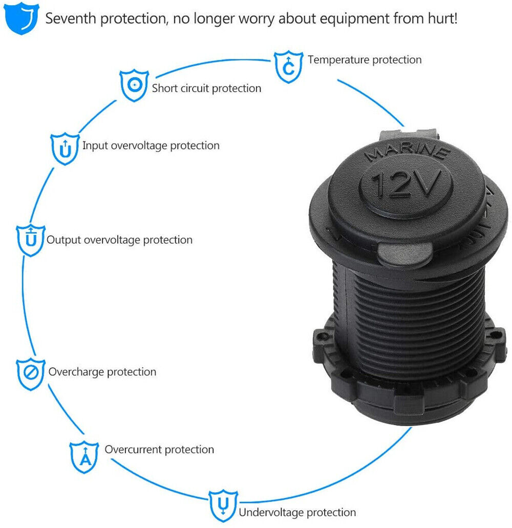 Waterproof 12V Car Truck Boat Cigarette Lighter Socket Power Adapter Outlet