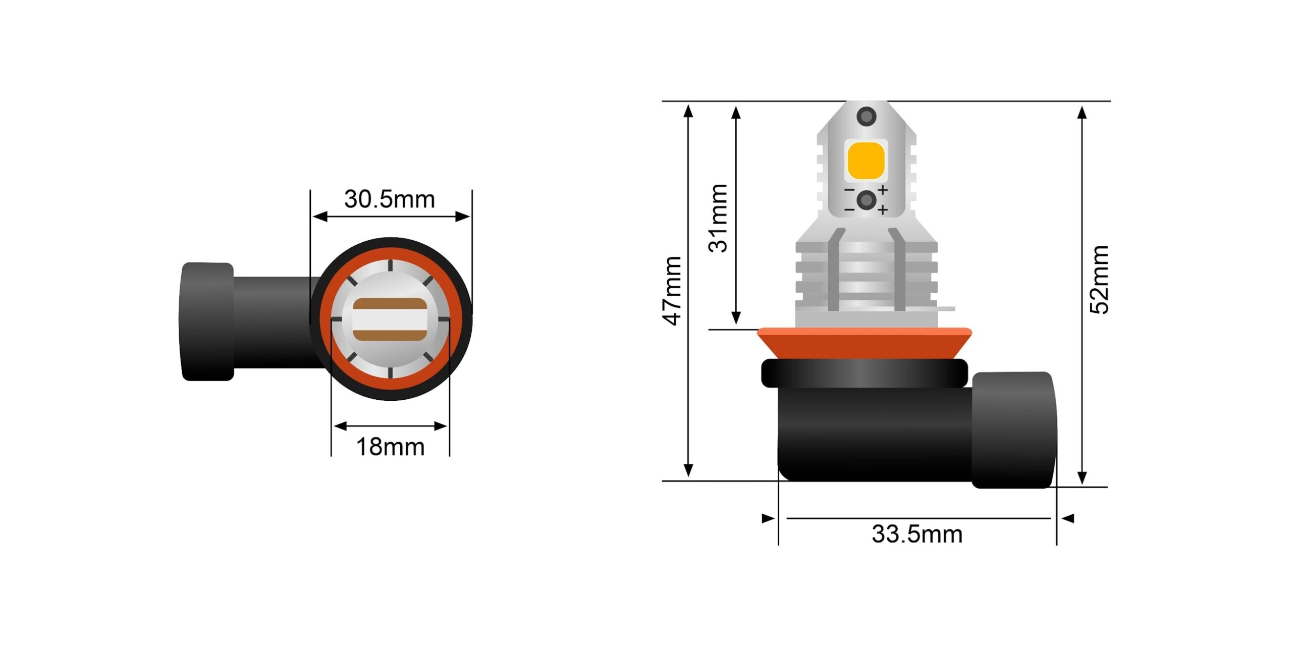 H8 | H9 | H11 | H16 LED FOG LIGHT BULBS (PAIR)