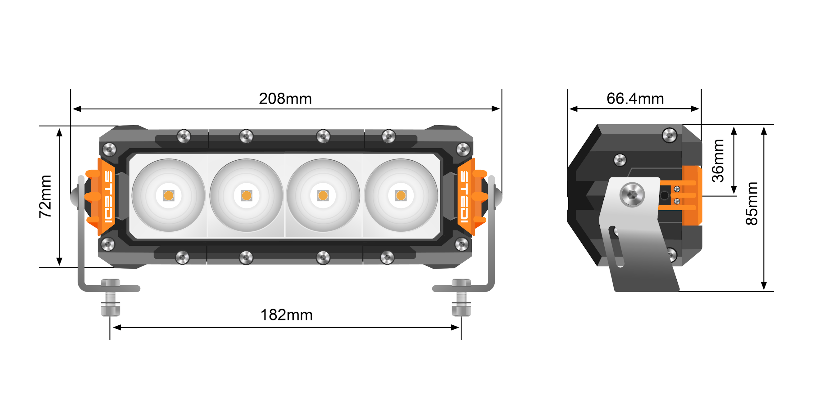 ST3301 PRO 7.5" 4 LED WORK LIGHT