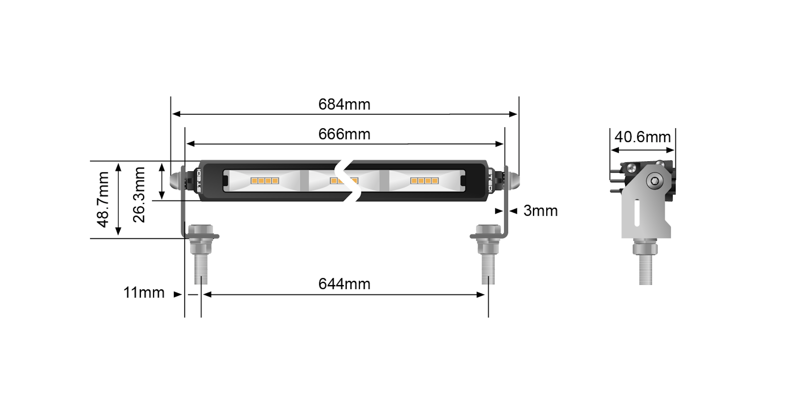 MICRO V2 26 INCH 48 LED FLOOD LIGHT