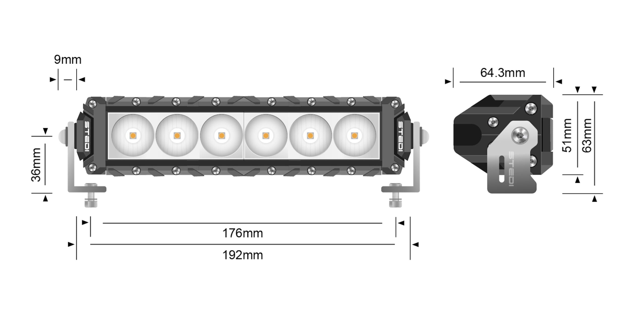 ST3K 7.5 INCH 6 LED SLIM LED LIGHT BAR