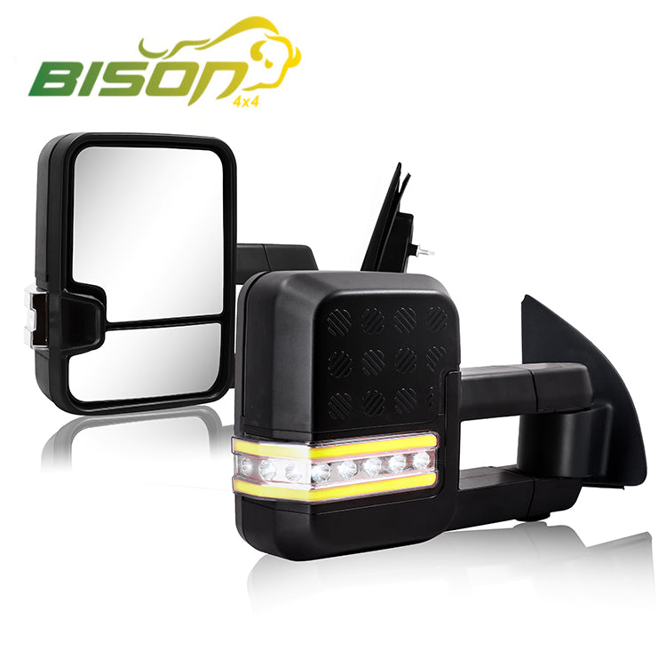 Extendable Towing Mirrors For Ford Ranger 2011-06/2022, Black Electric