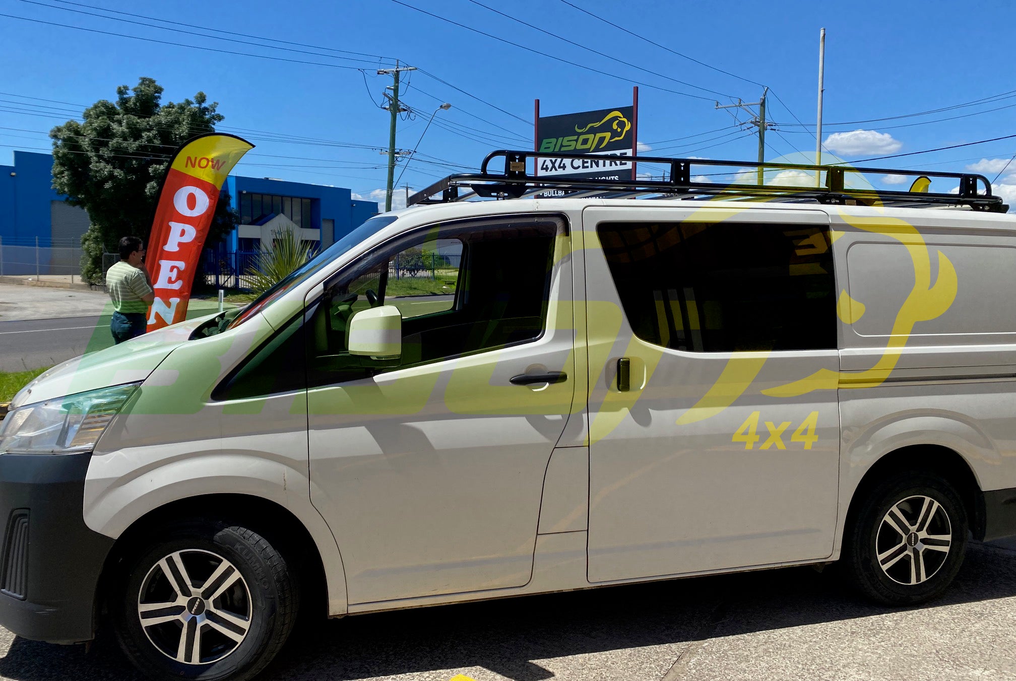 Toyota HIACE 2019-onwards LWB Tradesman Style open Ends Steel Roof Rack 3000x1464mm