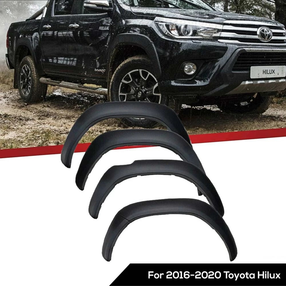 BISON 4X4 Black Fender Flares Wheel Arch Suits for Hilux SR5 SR 2018-2020 6 Inch 6pcs